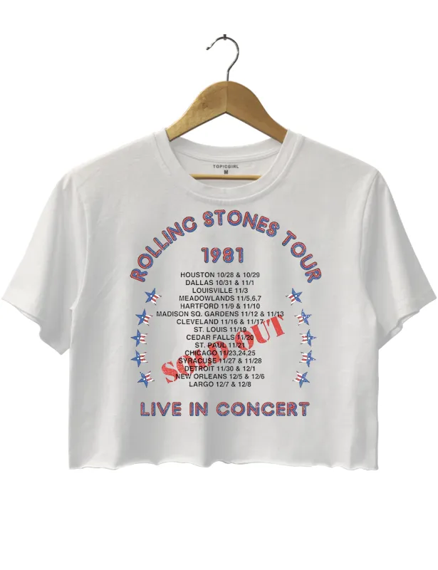 Rolling Stones Tour 1981 Live In Concert Crop Top sold by Topic Girl