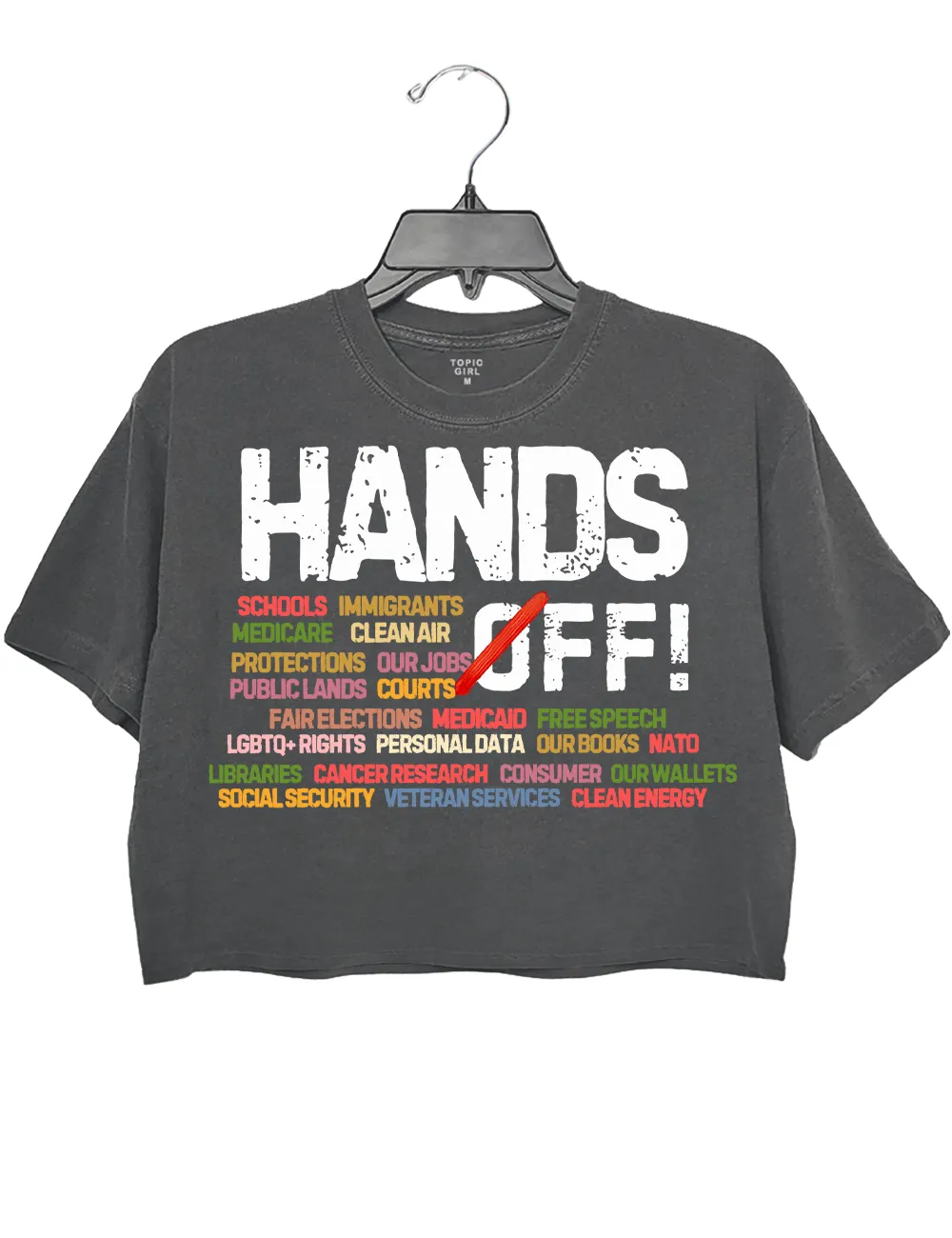 Hands Off Protest Crop Top sold by Topic Girl