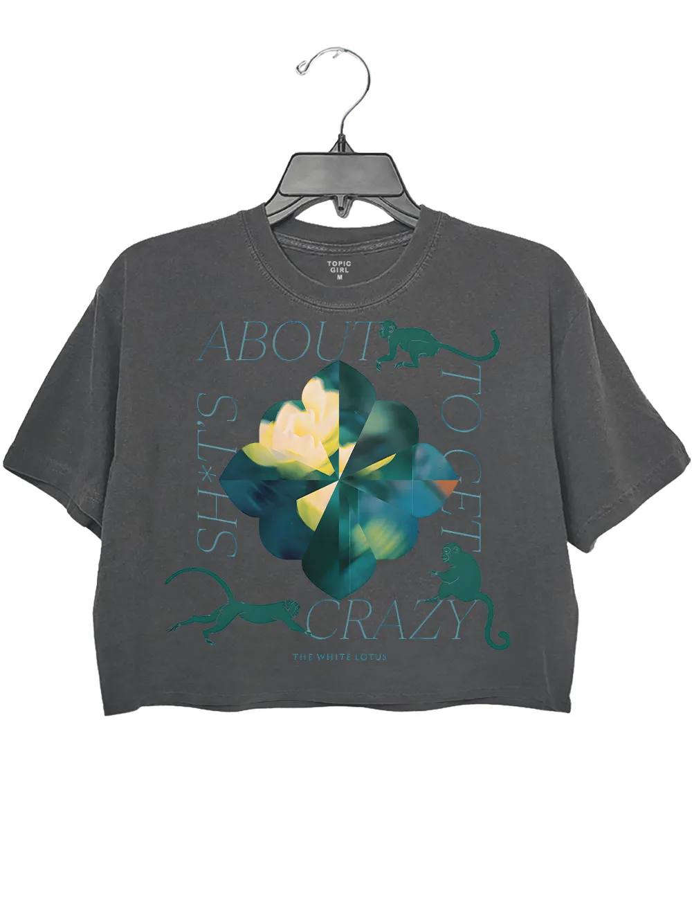 The White Lotus Shits About To Get Crazy Crop Top sold by Topic Girl product image thumbnail 2