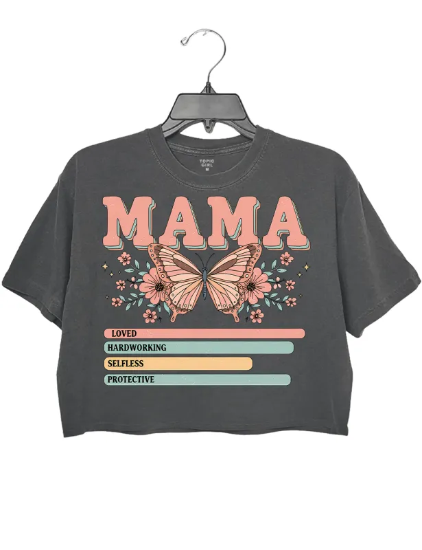 Vintage Mama Butterfly Loved Hardworking Seliless Protective Crop Top sold by Topic Girl