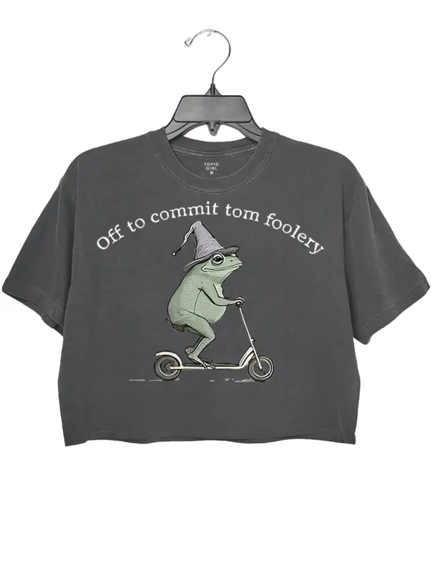Off To Commit Tom Foolery Frog Crop Top sold by Topic Girl