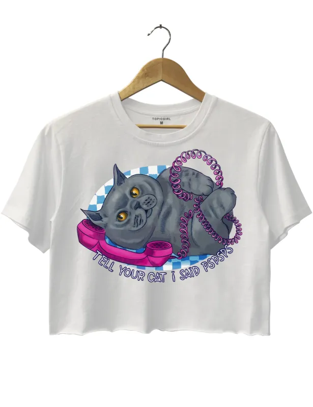 Tell Your Cat Crop Top sold by Topic Girl