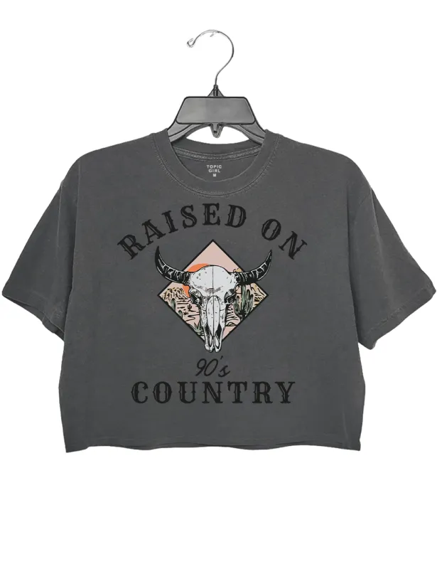 Raised on 90s Countny Crop Top sold by Topic Girl