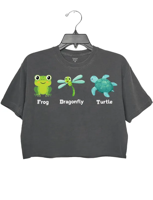 Frog Dragonfly Turtle Crop Top sold by Topic Girl