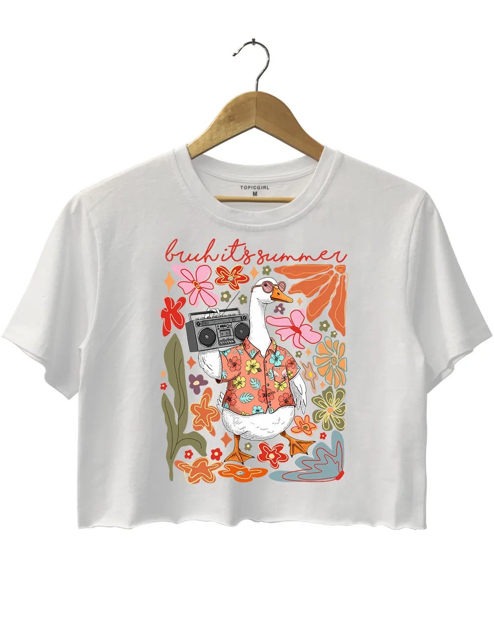 Boho Floral Goose Bruh It's Summer Crop Top sold by Topic Girl product image thumbnail 2