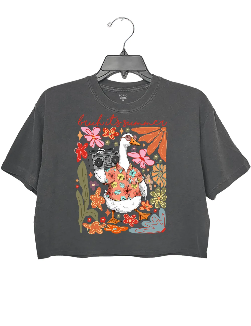 Boho Floral Goose Bruh It's Summer Crop Top sold by Topic Girl