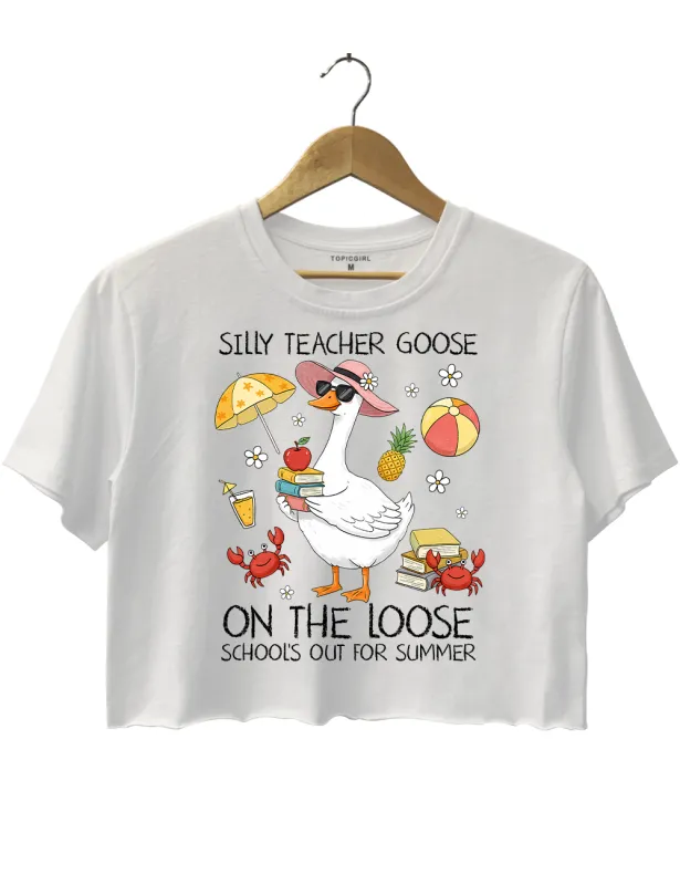 Last Day Of School Goose Schools Out For Summer Crop Top sold by Topic Girl
