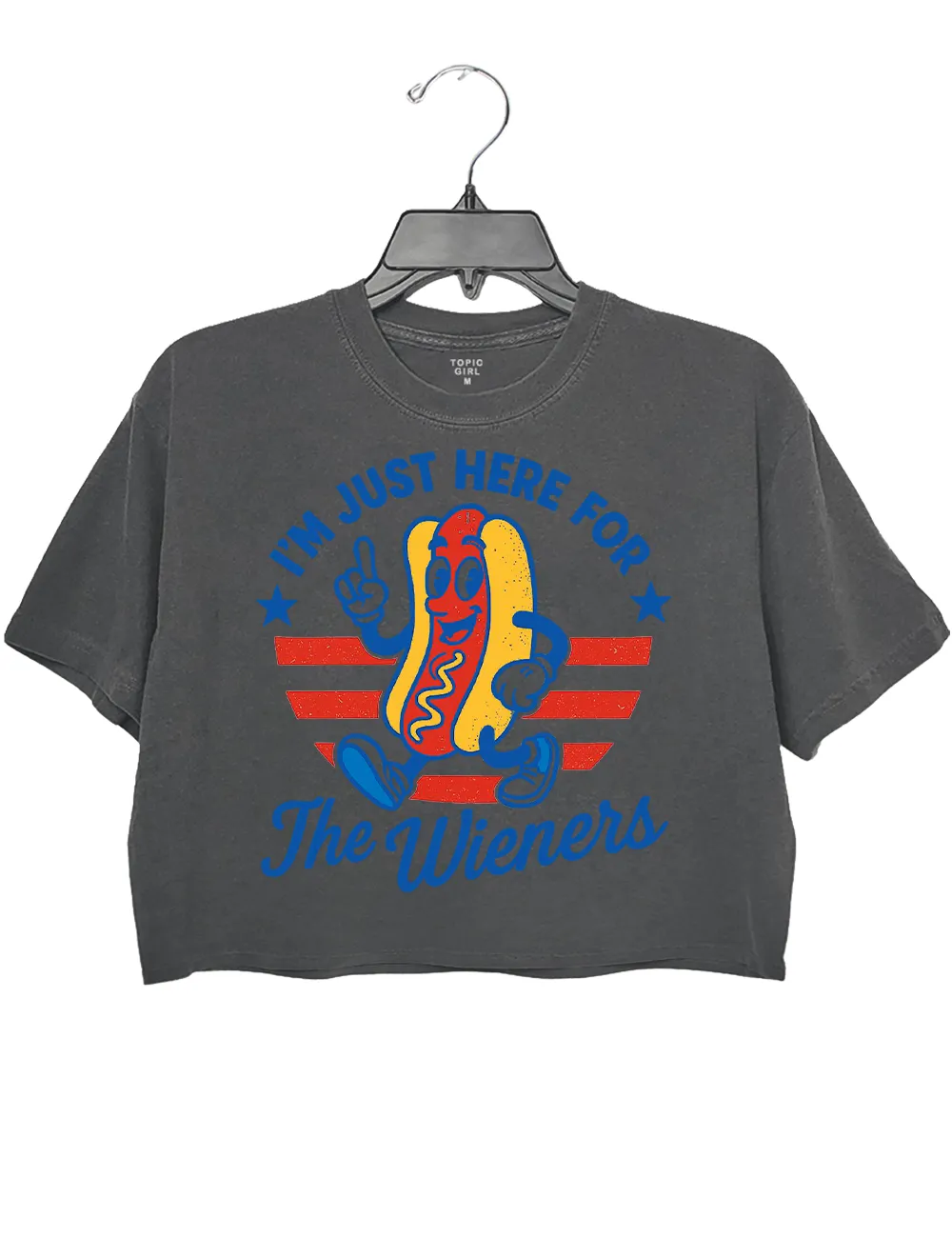 4th of July Just Here For The Wieners Crop Top sold by Topic Girl product image thumbnail 2