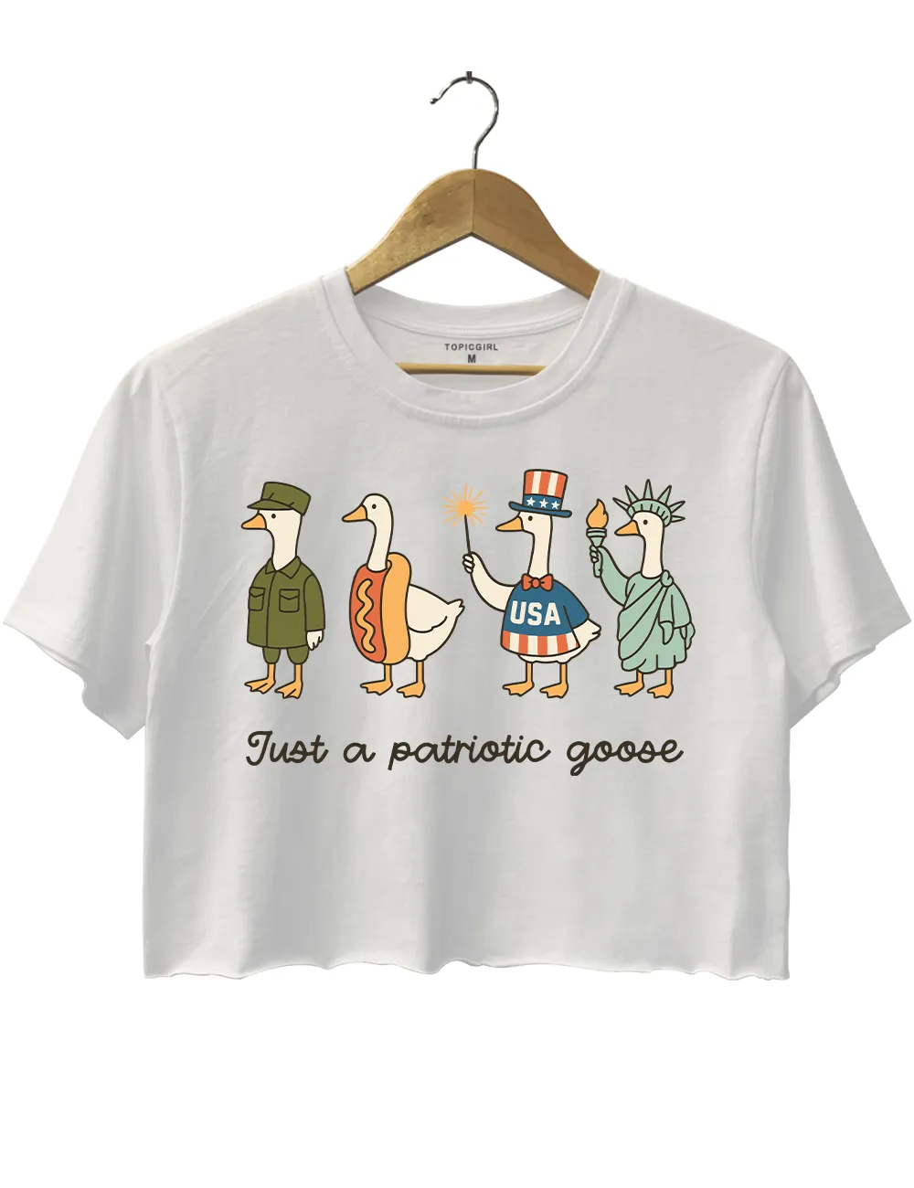 Just A Patriotic Goose 4th of July Crop Top sold by Topic Girl product image thumbnail 2
