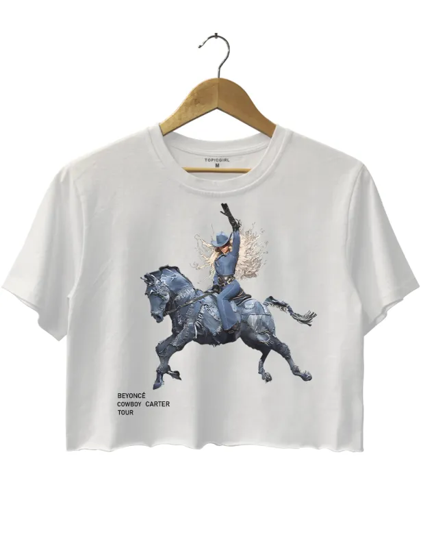 Yoncé Cowboy Denim Carter Tour Crop Top sold by Topic Girl