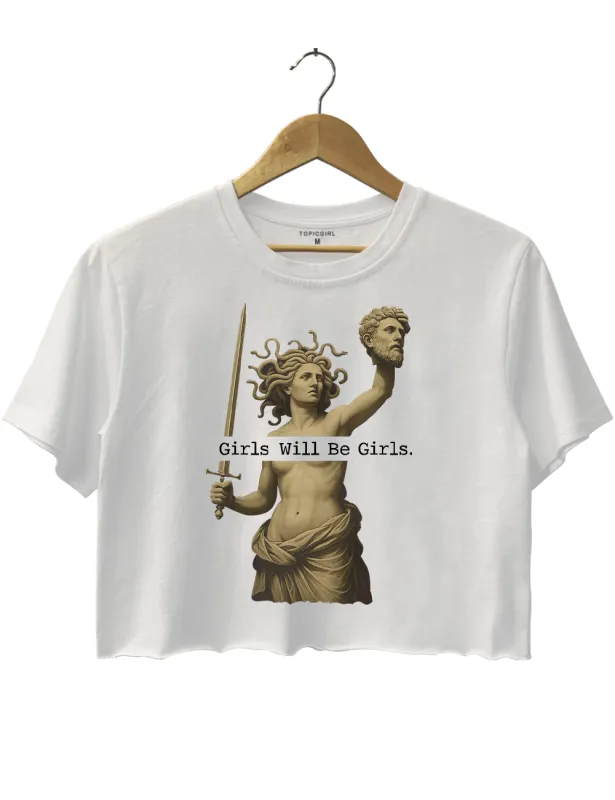Girls Will Be Girls Vintage Medusa Holding Head Crop Top sold by Topic Girl