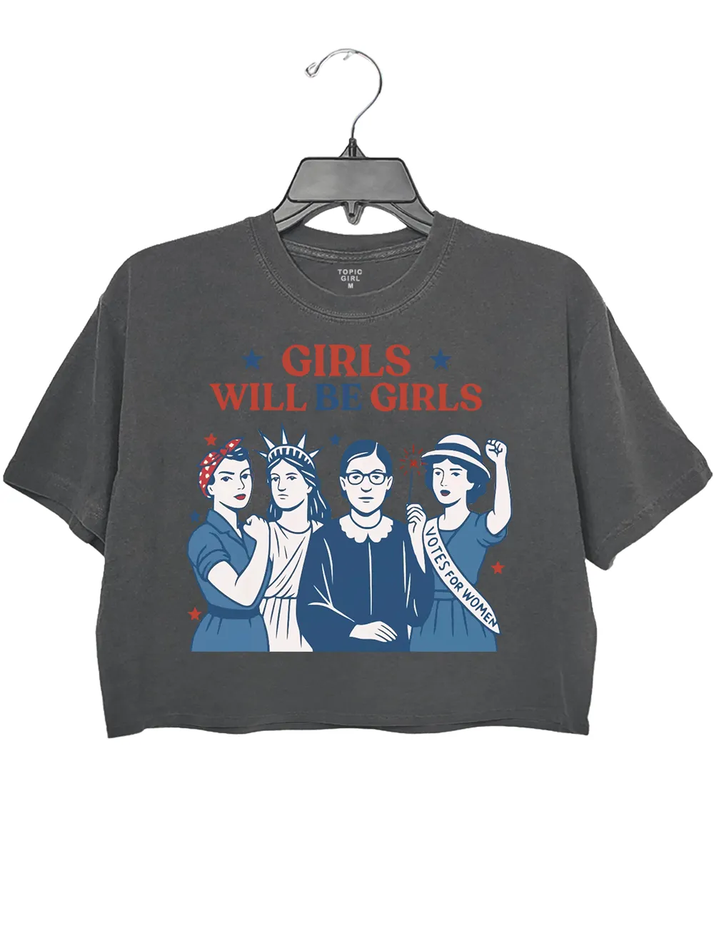 Girls Will be Girls Patriotic Feminist 4th of July Crop Top sold by Topic Girl product image thumbnail 2