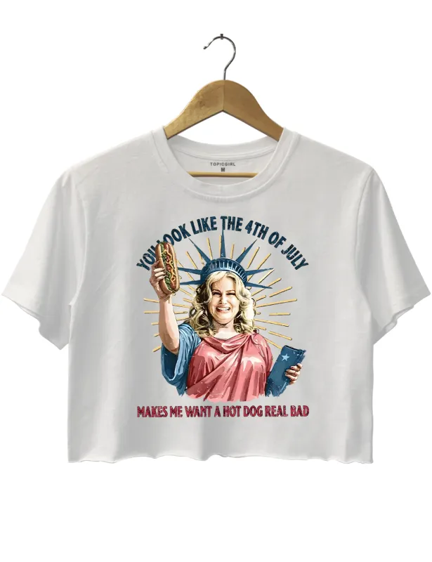 You Look Like The 4th of July Make Me Want A Hot Dog Crop Top sold by Topic Girl