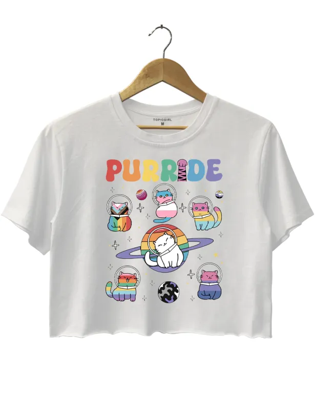 Cats In Space Rainbow Cats Crop Top sold by Topic Girl