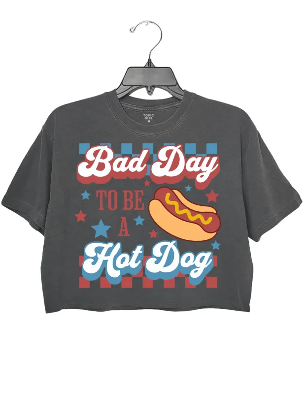 Bad Day to Be a Hot Dog Crop Top sold by Topic Girl