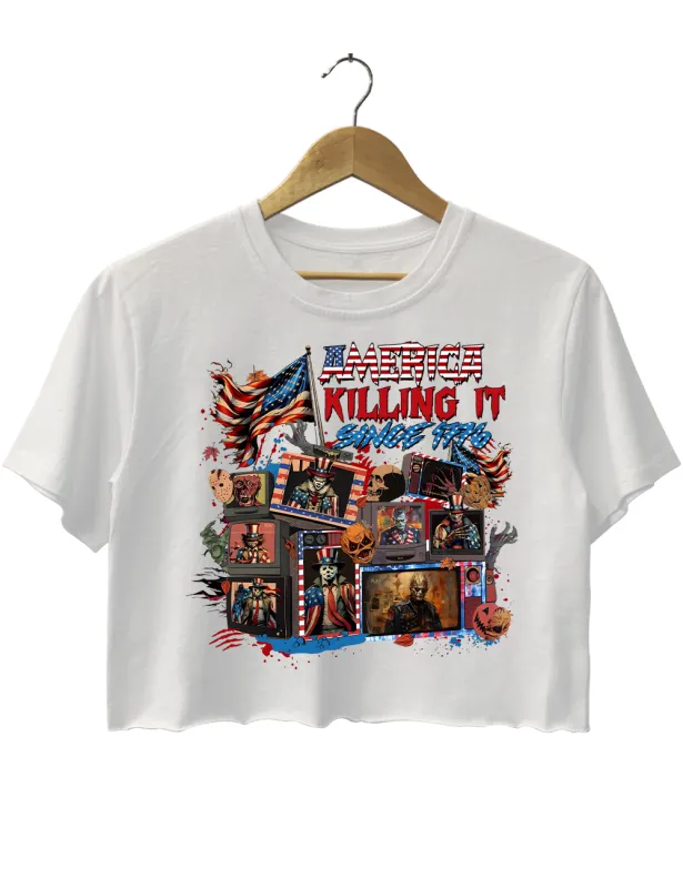 America killing lt Since 1776 Crop Top sold by Topic Girl