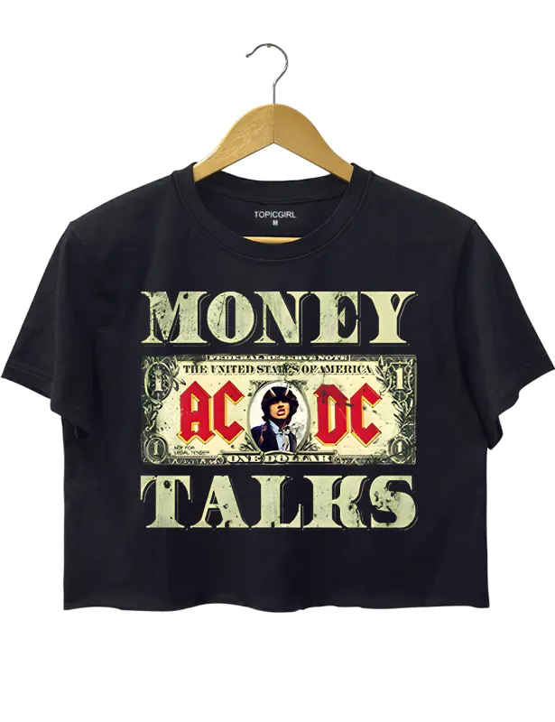 Acdc Money Talks Rock Band Dollar Crop Top sold by Topic Girl