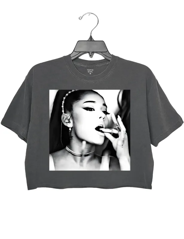 Ariana Grande Glamorous Black And White Crop Top sold by Topic Girl