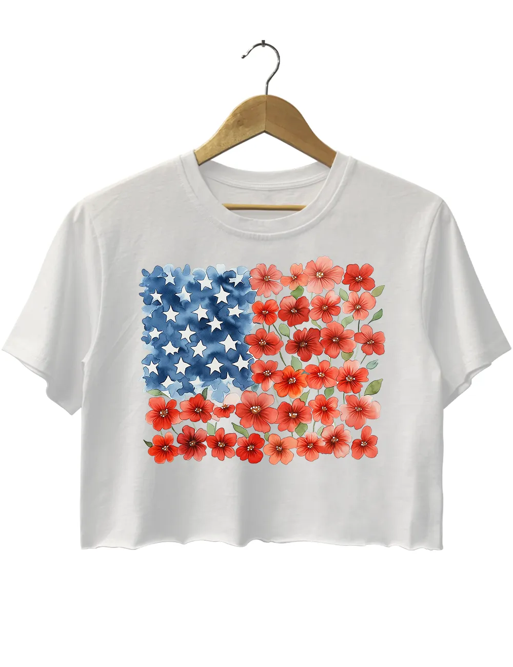 Floral American Flag Crop Top sold by Topic Girl product image thumbnail 3