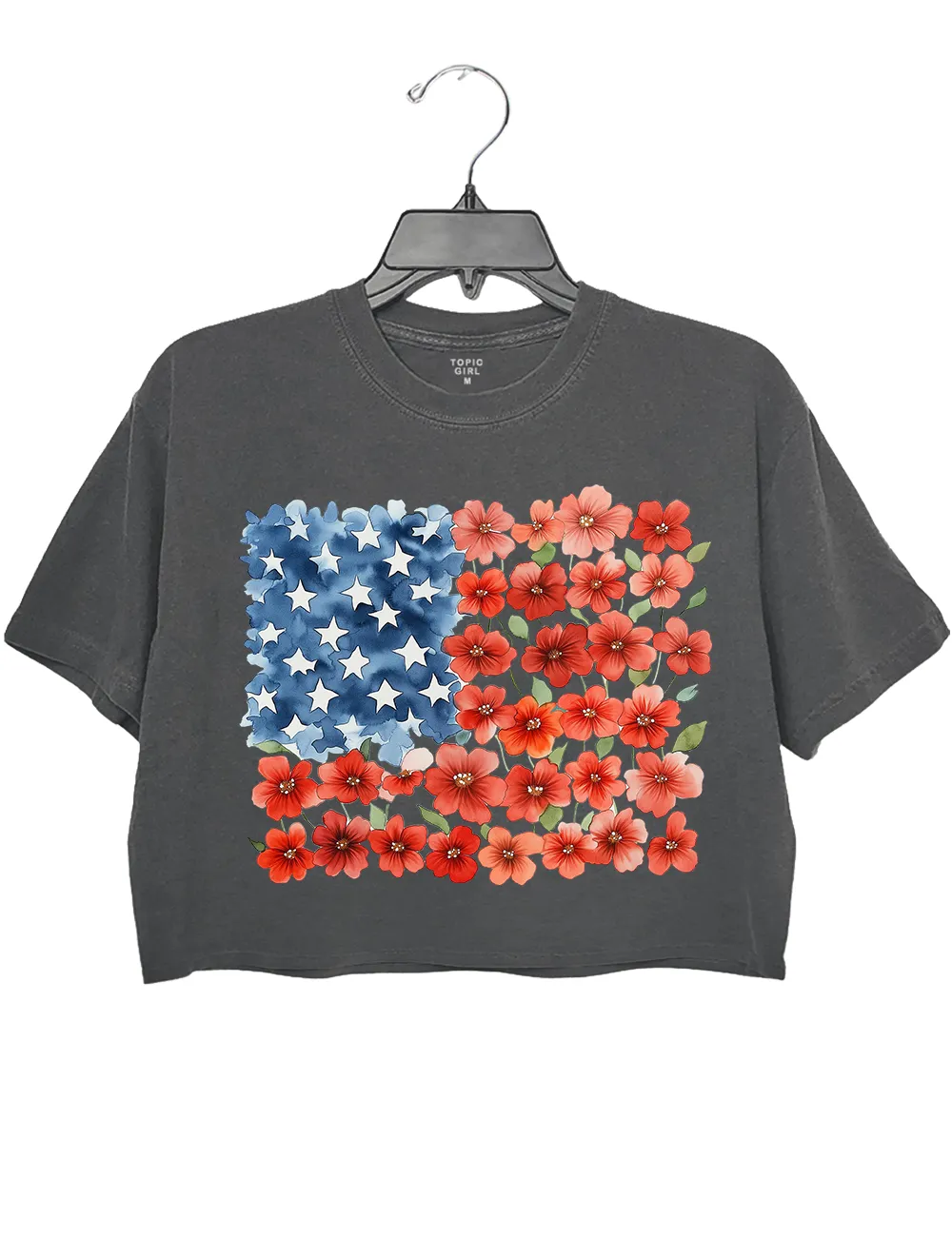 Floral American Flag Crop Top sold by Topic Girl product image thumbnail 2