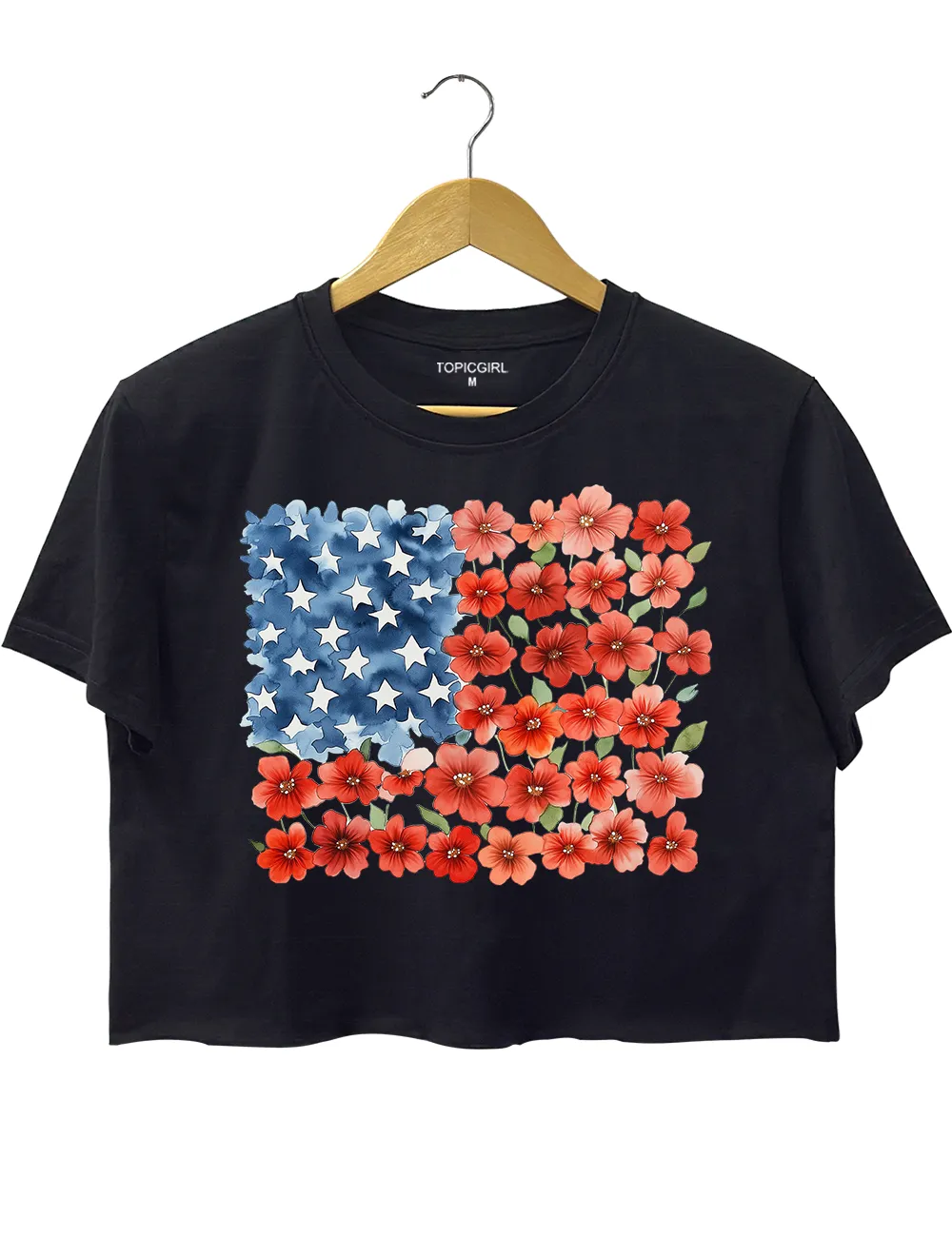 Floral American Flag Crop Top sold by Topic Girl