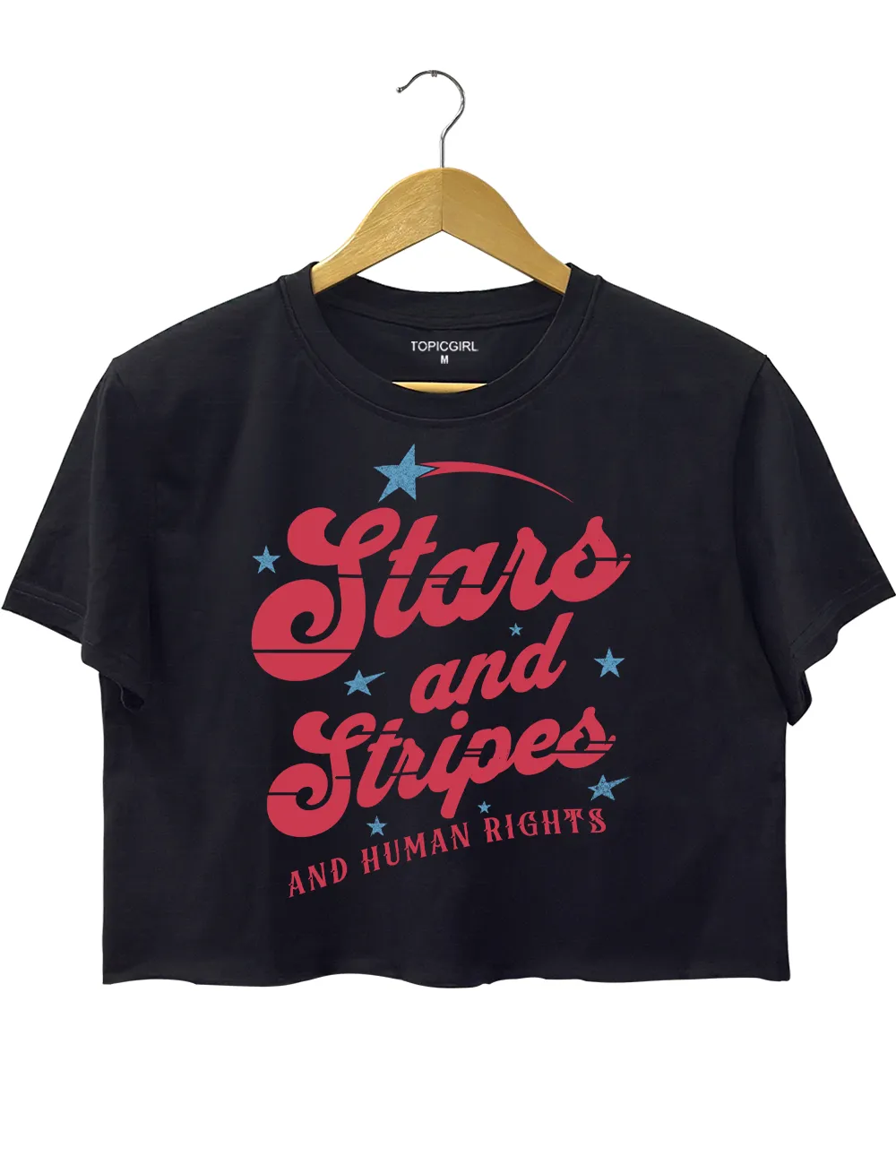 Stars and Stripes and Human Rights Crop Top sold by Topic Girl product image thumbnail 3