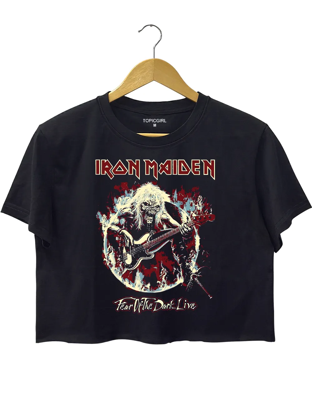 lron Maiden Skeleton Playing Electric Guitar Crop Top sold by Topic Girl product image thumbnail 3