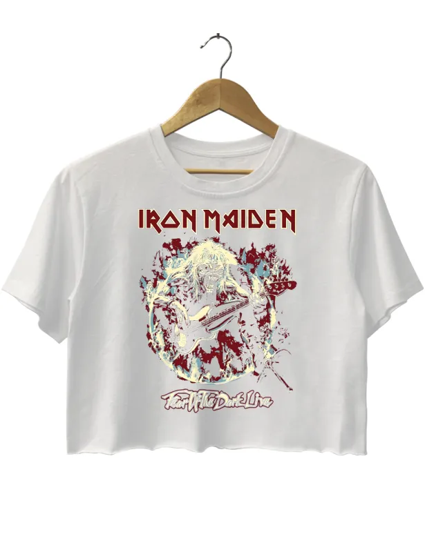 lron Maiden Skeleton Playing Electric Guitar Crop Top sold by Topic Girl