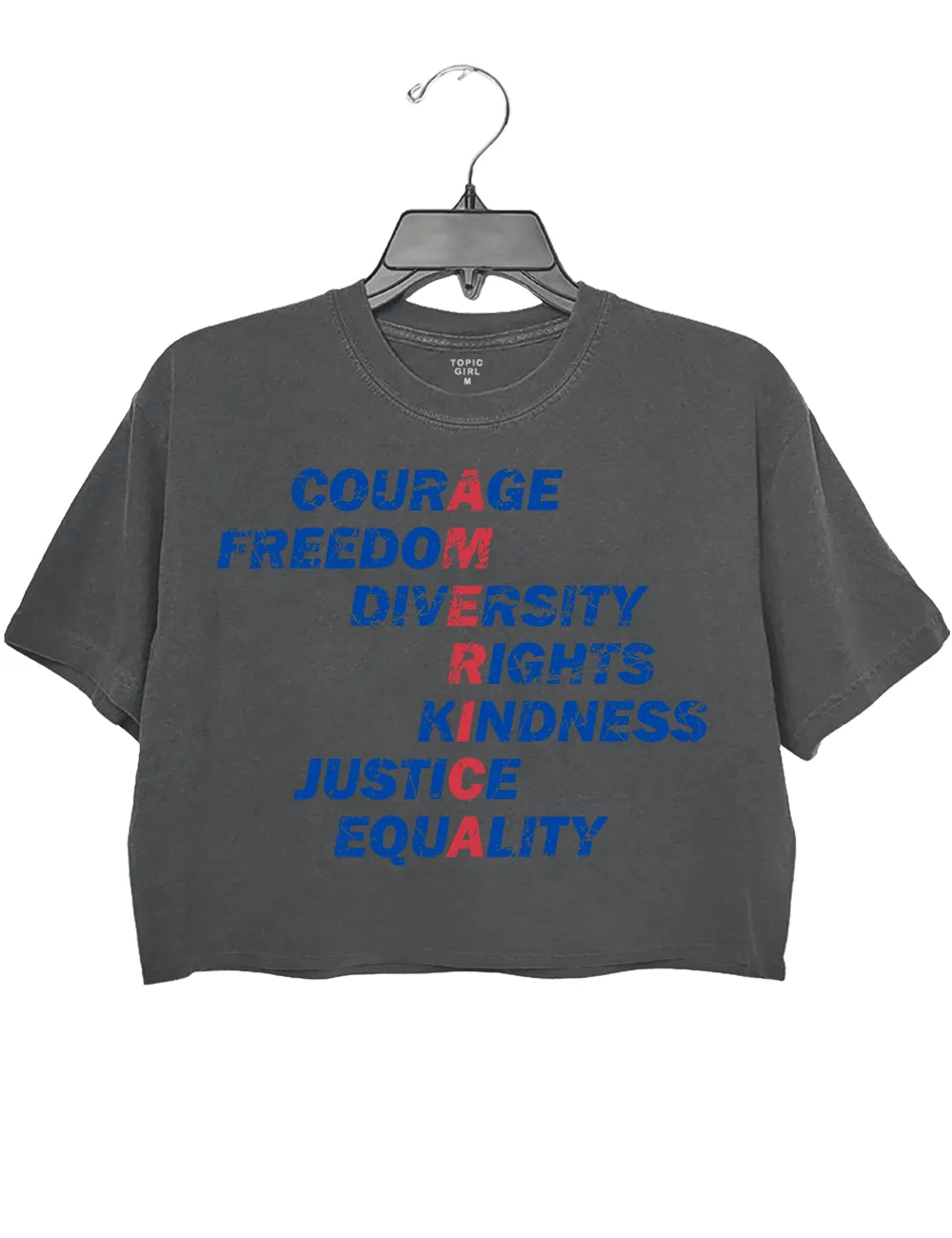 America Values Freedom Kindness Justice Equality Crop Top sold by Topic Girl product image thumbnail 2
