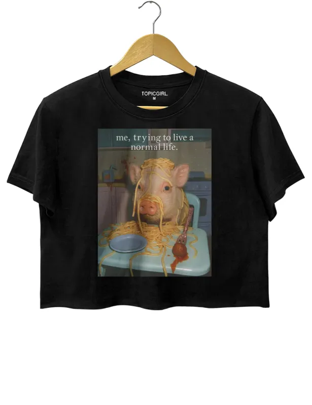 Cute Pig Me Trying To Live A Normal Life Crop Top sold by Topic Girl