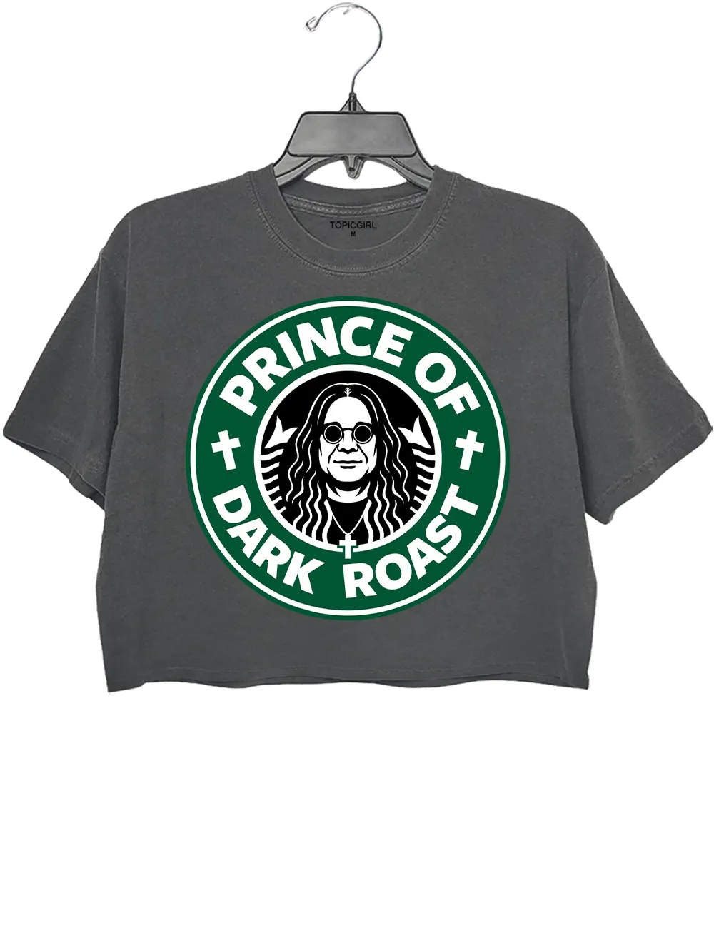 Osbourne Tribute Coffee Crop Top sold by Topic Girl