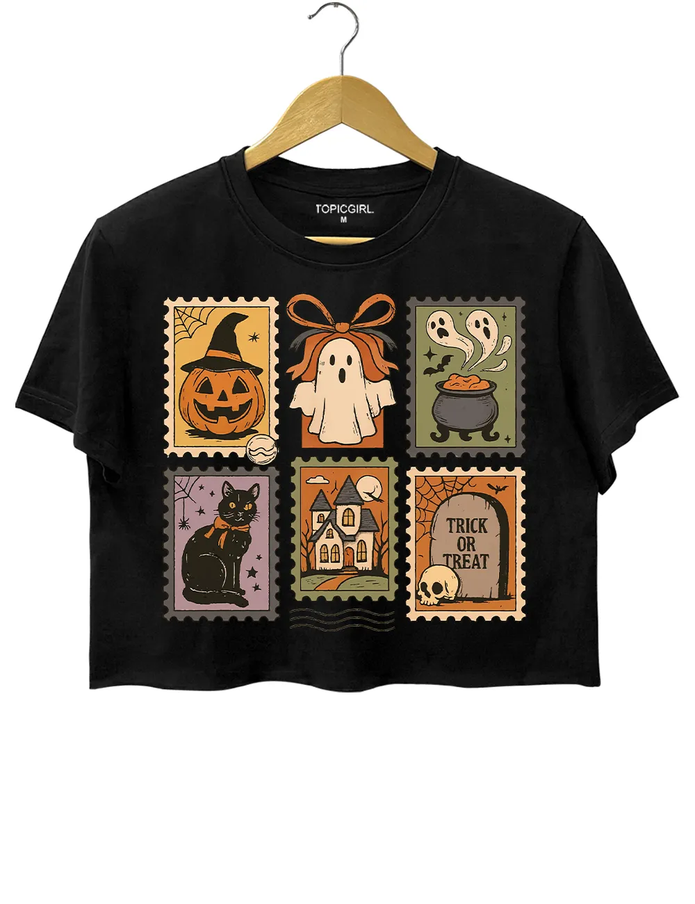 Halloween Cute Ghost Pumpkin Cat Crop Top sold by Topic Girl product image thumbnail 3