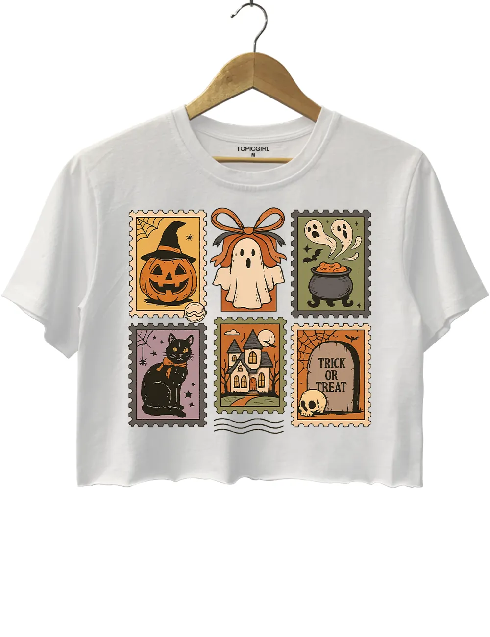 Halloween Cute Ghost Pumpkin Cat Crop Top sold by Topic Girl product image thumbnail 2