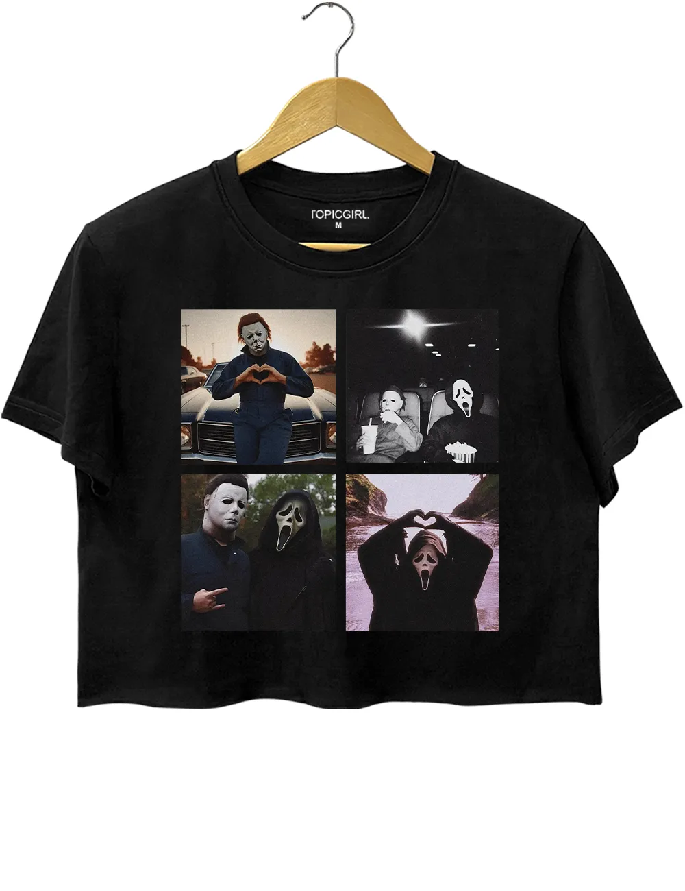 Michael Myers And Ghostface Crop Top sold by Topic Girl product image thumbnail 3
