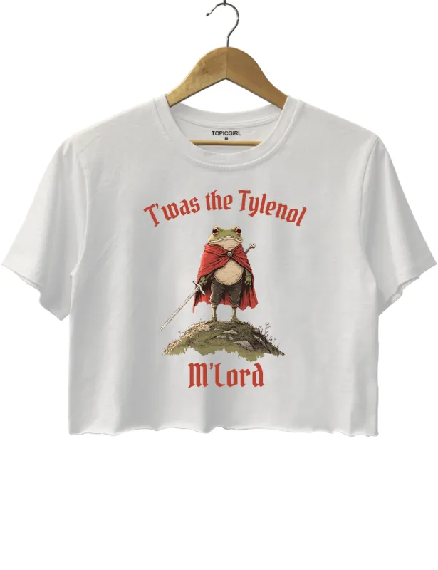 Twas the Tylenol M'lord Funny Frog Libera Crop Top sold by Topic Girl