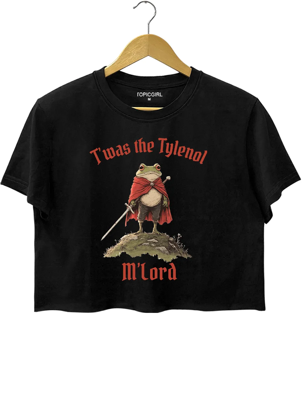Twas the Tylenol M'lord Funny Frog Libera Crop Top sold by Topic Girl product image thumbnail 3