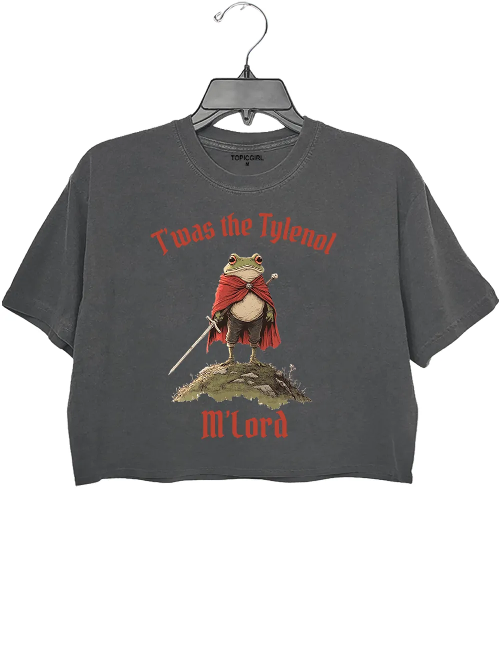 Twas the Tylenol M'lord Funny Frog Libera Crop Top sold by Topic Girl product image thumbnail 2