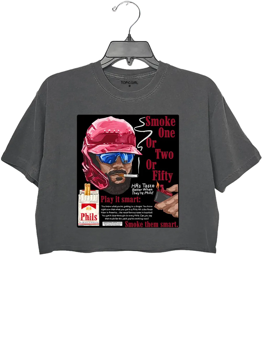 Smoke One Or Two Or Fiity- HRs Taste Better When They're Phils Crop Top sold by Topic Girl