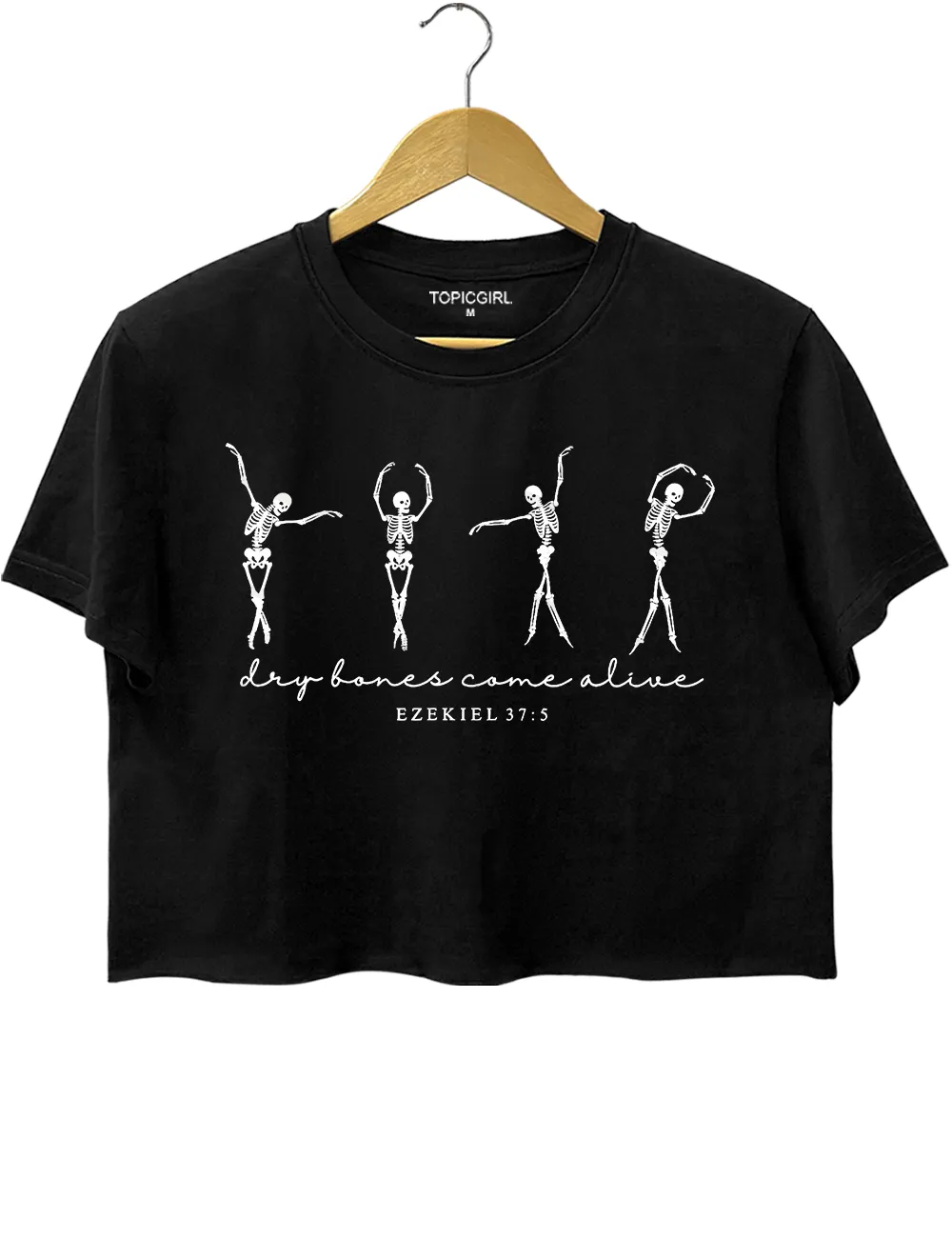 Ezekiel 37 Dry Bones Come Alive Dancing Skeleton Halloween Crop Top sold by Topic Girl product image thumbnail 3