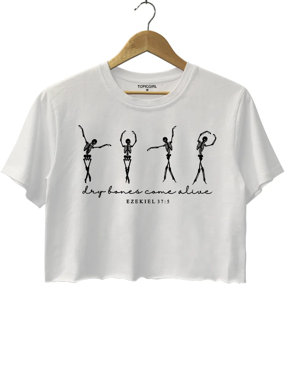 Ezekiel 37 Dry Bones Come Alive Dancing Skeleton Halloween Crop Top sold by Topic Girl product image thumbnail 2