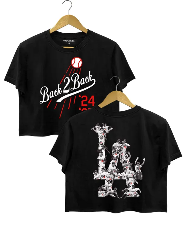 La Baseball Back to Back Champs Crop Top sold by Topic Girl
