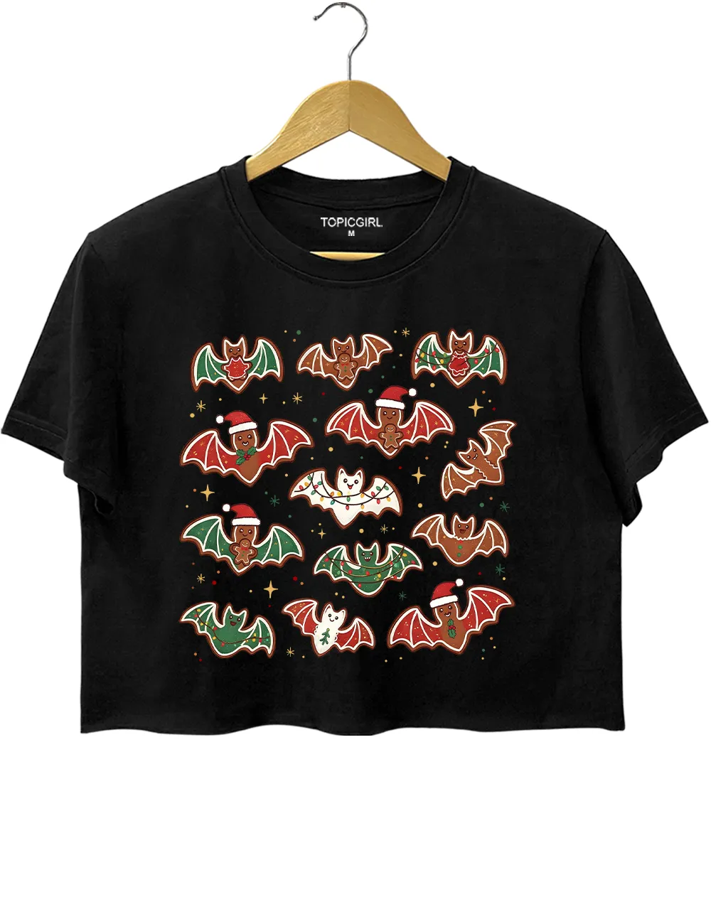Gingerbread bats lt's Frickin Bats Crop Top sold by Topic Girl product image thumbnail 3