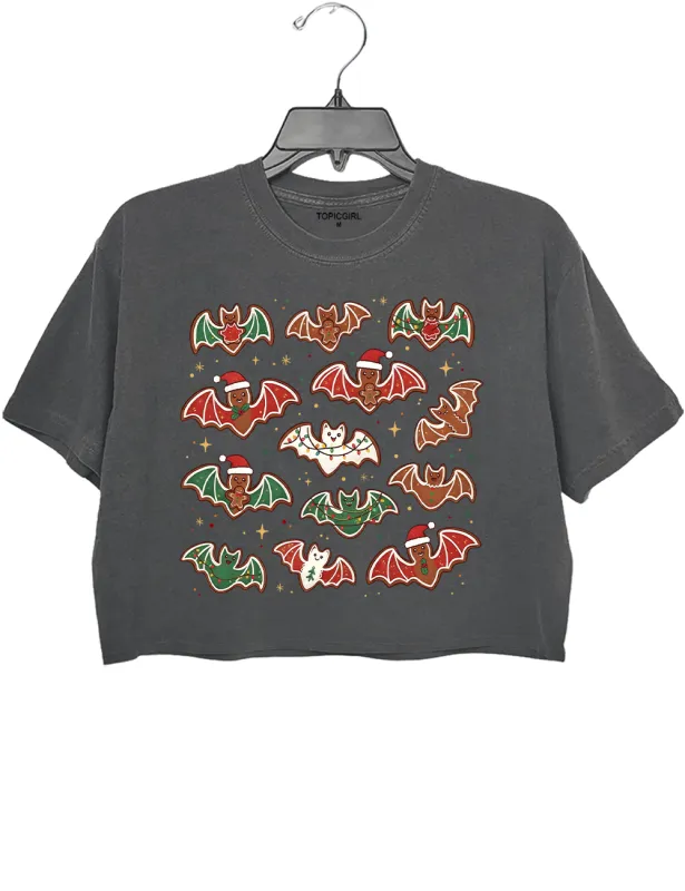 Gingerbread bats lt's Frickin Bats Crop Top sold by Topic Girl