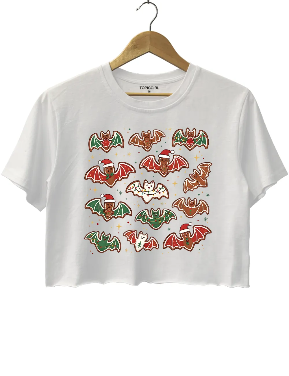 Gingerbread bats lt's Frickin Bats Crop Top sold by Topic Girl product image thumbnail 2