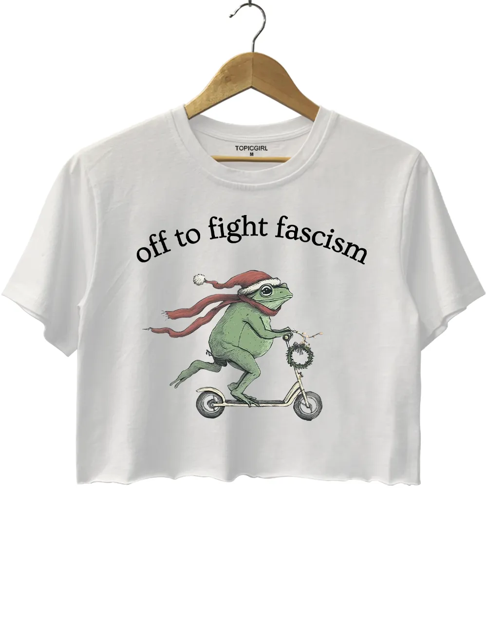 Off to Fight Fascism Crop Top sold by Topic Girl