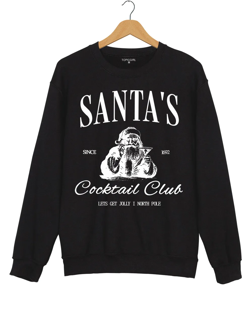 Santa's Cocktail Club Christmas Sweatshirt sold by Topic Girl product image thumbnail 3