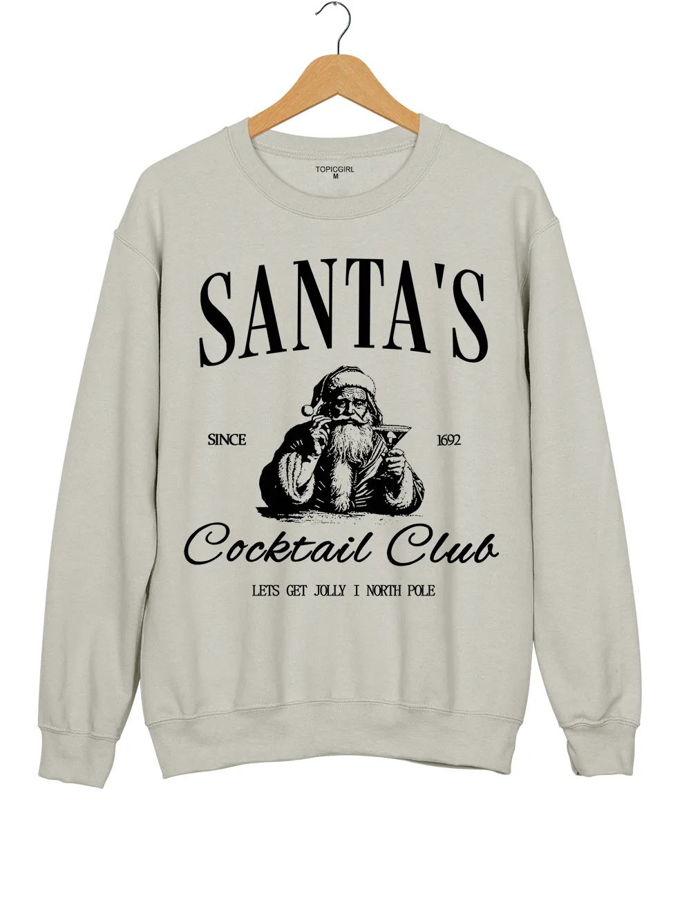Santa's Cocktail Club Christmas Sweatshirt sold by Topic Girl product image thumbnail 2