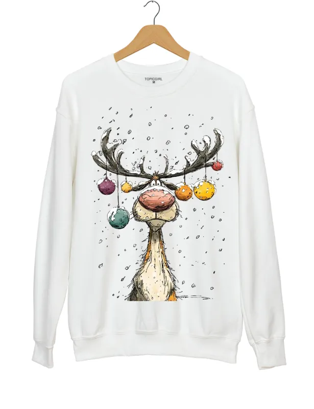 Vintage Reindeer Cute Christmas Sweatshirt sold by Topic Girl