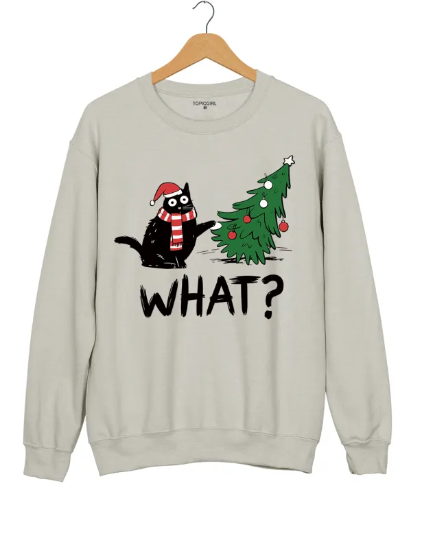Funny Cat Christmas Tree Knocked Over Sweatshirt sold by Topic Girl