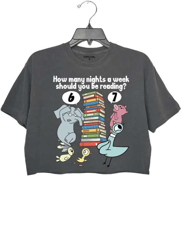How Many Nights A Week Should You Be Reading? Crop Top sold by Topic Girl